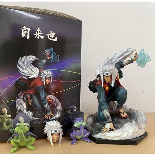Anime Jiraiya Shippuden Figure PVC Ninja Hama Sennin Gk Statue With Frog Toy Collection Model Doll Gift
