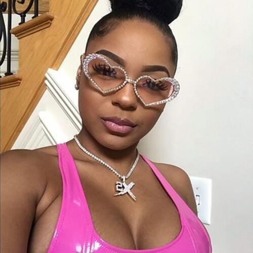 New 2019 Love Designer Diamond Women Sunglasses Heart Shaped Cute Eyewear Shining Lady Vintage Sun Glasses UV400 Gafas de sol
