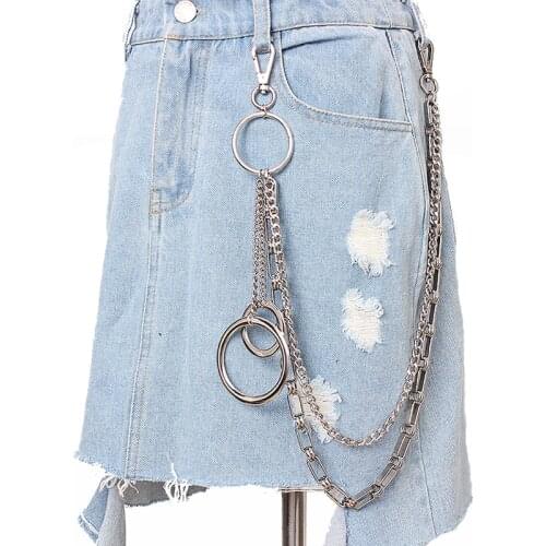 2020 New Long Metal Wallet Belt Chain Rock Punk Trousers Hipster Beads Keychain Ring Clip Keyring HipHop Jeans Accessory