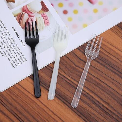 Disposable plastic cake fork Individually wrapped cake fork Fruit fork Thickened four tines Kitchenware