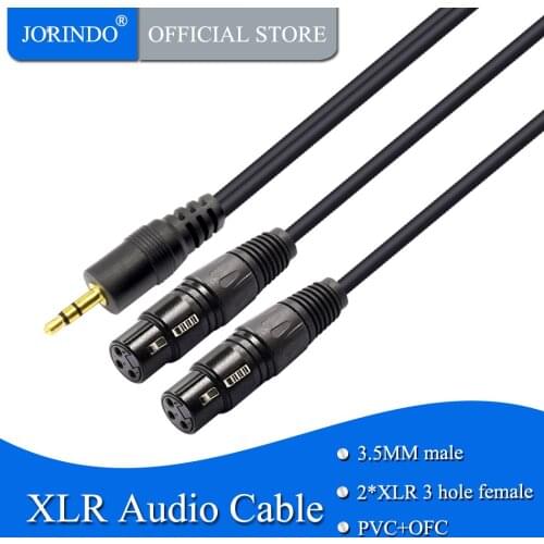 JORINDO 1.5M/4.9FT 3.5MM One point two XLR audio cable,Extend double XLR females to a 3.5MM male plug microphone cable