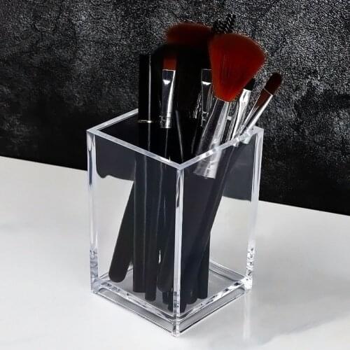 Make Up Organizer Plastic Makeup Brush Pot With Brushes Storage Acrylic For Cosmetics Holder Desk Cosmetic Storage Container
