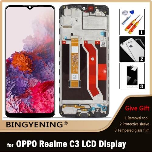 Original For OPPO Realme C3 RMX2027 LCD Display Screen Touch Digitizer Assembly For 6.5 inch OPPO Realme C3 With Frame Replace