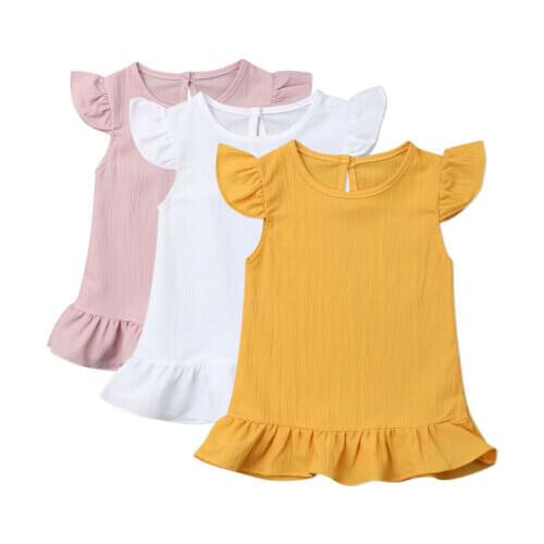 Girl Dress Sleeveless Kids Girls Chiffon Dress Solid Summer Party Dress Sundress Clothes