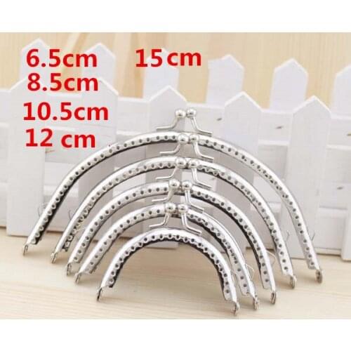 Silver Coin Purse Metal Frame Sewing Bags Clutch Accessories Handbag Handle Kiss Clasp Lock 6.5/8.5/10.5/12/15CM 20 pcs