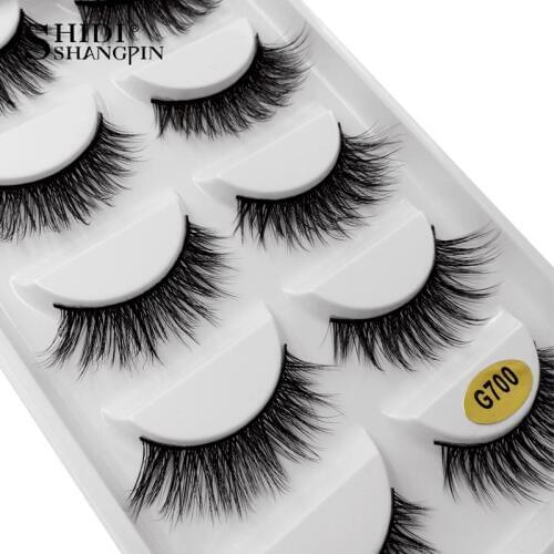SHIDISHANGPIN 5 Pairs Mink Eyelashes 1 Box 3D Mink Lashes Natural Long False Eyelashes Full Strip Eyelash Extension Maquillaje