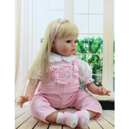 20'' Silicone Vinyl Reborn Baby Girl Dolls Handmade Lifelike Bebe Kids Xmas Gift Silicone Fashion Doll CN(Origin)