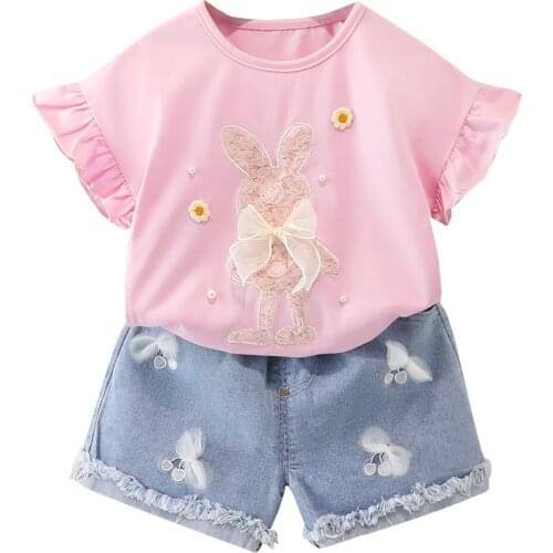 Stylish Kids Baby Girls Clothes suit Newborn T Shirt Shorts jeans 2Pcs Summer Children Clothing Infant Kids Toddler Tracksuits