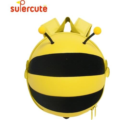 SUPERCUTE fashion kids' backpack Bee shape packpack for boys and girls waterproof outdoors anti-lost child bag