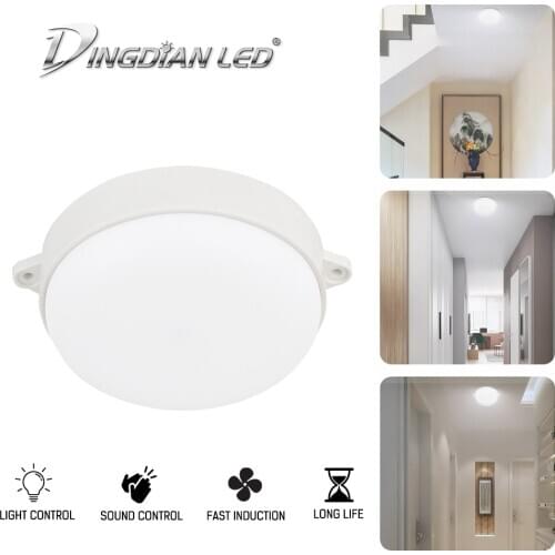 Sound control LED Ceiling Light 9W Smart LED Lamp Panel Light Bathroom Stairs Night Lightings Ultra thin Down Light 2PCS/LOT