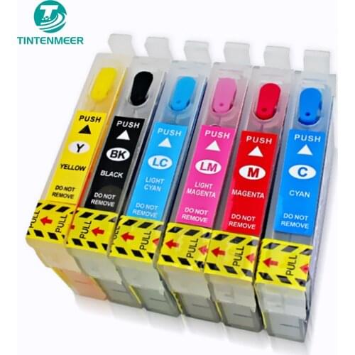 TINTENMEER refillable empty cartridge with auto reset chip T0851 - T0856 85N for epson R330 1390 T60 printer