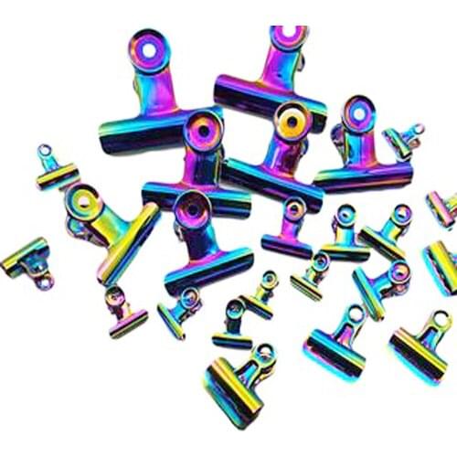XRHYY 10Pcs Rainbow Color Push Pins Clips Metal Clips Creative Paper Clips With Pins For Cork Board-Bulletin Boards Photo Walls