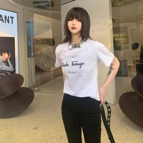 Women Short Sleeve T-shirt Casual Top Summer Letter Printed Loose T Shirt Plus Size Women T-shirt