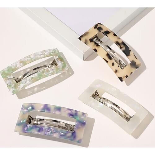 2020 Korean Fashion Women Metal Acetate Leopard Flower Barrette Hair Pin Clip Egirl Geometric Hairpin Hairgrips Hair Accessories
