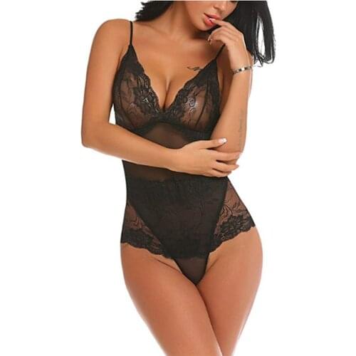 Siamese Lace Suit Female Spandex Sleeveless V-Neck Sexy Suspenders Erotic Lingerie Sexy Lingerie Nightwear Sleepwear