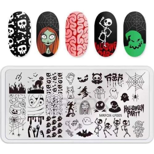 Nail Art Stamping Plate Snow Christmas Halloween Pattern Manicure Image Template Festival New Year Nails Stencil