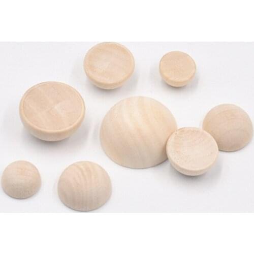 Julie Wang 10-100PCS 12-30mm Unfinished Half Wooden Balls Beads Natural Wood Hemisphere For Jewelry Making Accessory