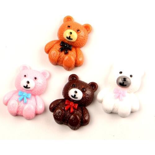 10Pcs 29x24x10mm Mixed Resin Bear Cabochon Flatback Decoration Crafts Embellishments For Scrapbooking Diy Accessories