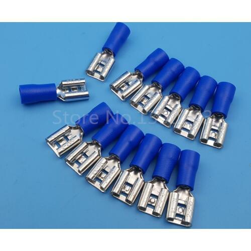 1000Pcs 6.3mm Blue FDD2-250 14-16AWG Female Spade Insulated Quick Disconnect Wire Crimp Terminals Connector