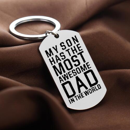 12PC My Son Has The Most Awesome Dad In The World Keyrings Stainless Steel Keychains Family Daddy Papa Fathers Day Gift Jewelry