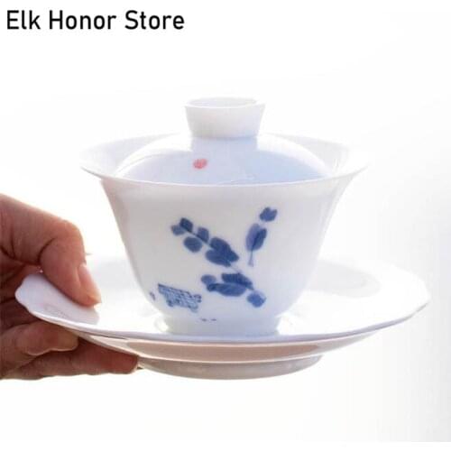 170ML Banana Gaiwan Jade Porcelain Tea Tureen Ceramic Cup With Lid Cover Saucer Kit Tea Bowl Drinkware Decor Craft Gift Teaset