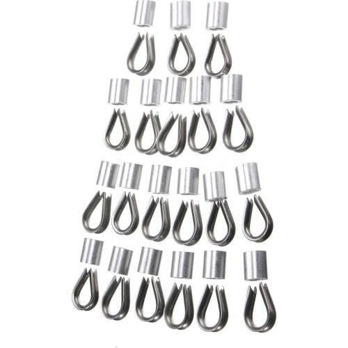 20 Pack Stainless Steel 3mm Standard Thimbles Ferrules For 1/8 3.2mm Wire Rope Durable High Quality And Suitable