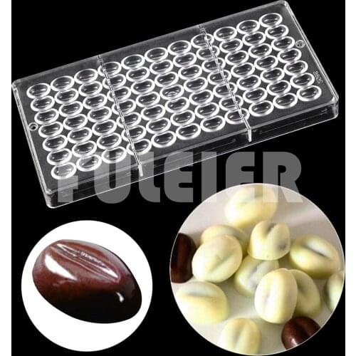 3D Coffee Beans Candy Mold Polycarbonate Chocolate Mould For Baking Pastry Bonbon Mould Confectionery Tool Bakeware