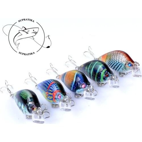 5Pcs/Lot 6.5cm/8.6g Lifelike Shade Fishing Lures Hard Baits Sea Fishing Artificial Pesca Isca Fishing Tackle With 2 Treble Hooks