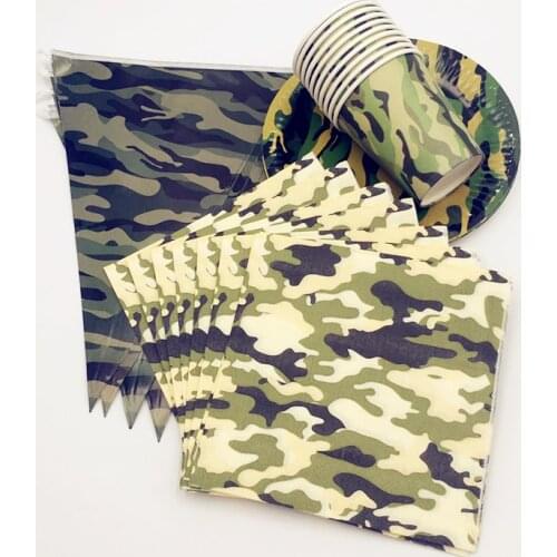 50pcs/set camouflage Party Supplies Kids Birthday Party Decoration camouflage theme disposable tableware Kids Shower Favor