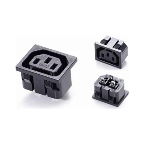2PCS AC power supply female SS-130 snap type product letter socket embedded C13 10A three vertical hole equipment connector