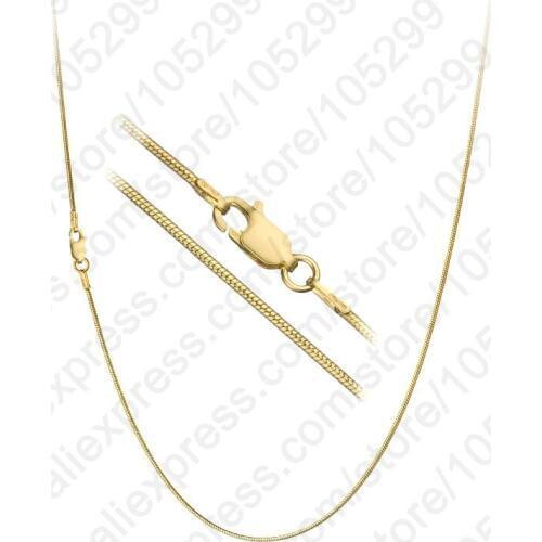 1PC Fashion Jewelry Necklace Chains Real Yellow Gold Filled Snake Chain+Lobster Clasp For Pendant 16-30 Inches