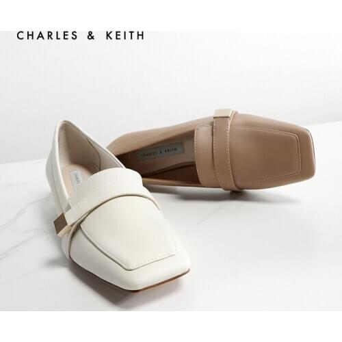 CHARLES＆KEITH New Arrival for Spring 2021CK1-60580198Womens fashion retro shoes Loafers with metal decorative square toe