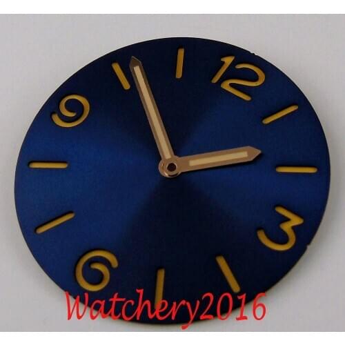 NEW Arrive 38.5mm Sterile Blue Watch dial + Hands high quality Date fit 6497 6498 movement mens Watch