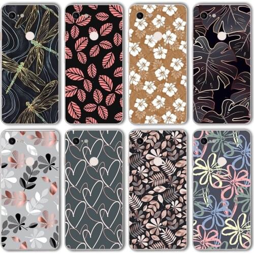 Ciciber Funda Case for Google Pixel 5 4 3 2 XL Luxury Soft Silicone for Google Pixel 4a 3a XL Fashion Vogue Leaf Dragonfly Coque