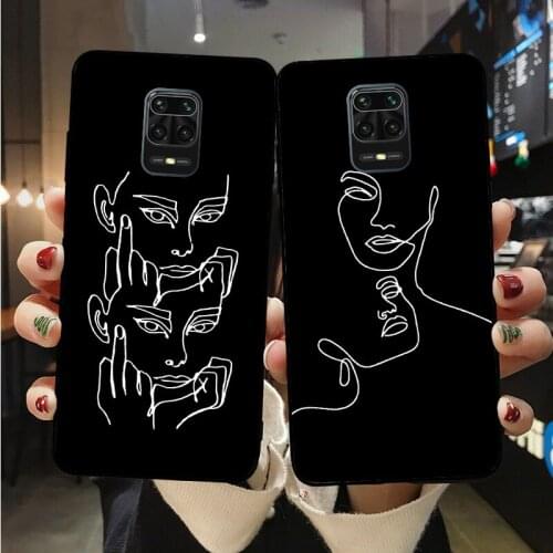 Funny Abstract Women Face Line Phone Cover For Xiaomi Redmi 7A 8 8A 9 9A 6Pro 9T 10X for poco X3 M3 Note 10 Lite pro K40 Case