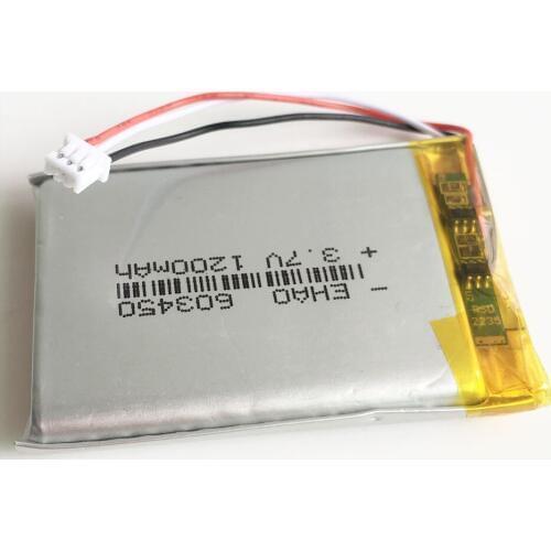 JST 1.25mm 3pin 3.7V 1200mAh lipo polymer lithium rechargeable battery plug for GPS DVD bluetooth recorder e-book camera 603450