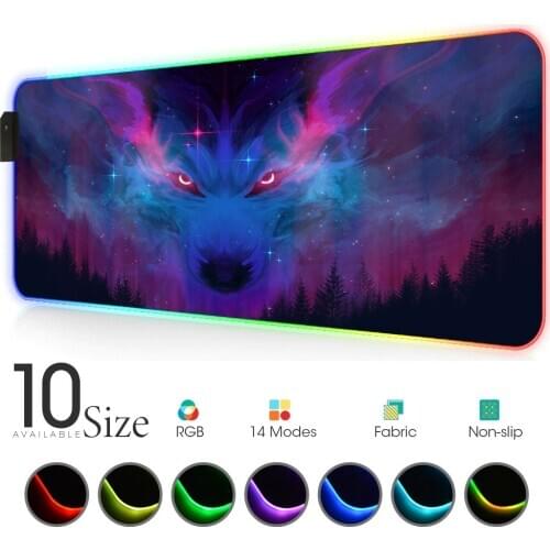 Wolf Animal Led Mouse Pad RGB Play Mat with Backlight Gaming Accessories Gloway Gaming Lights Carpet Mouse Xxl Rgb Mouse Mat