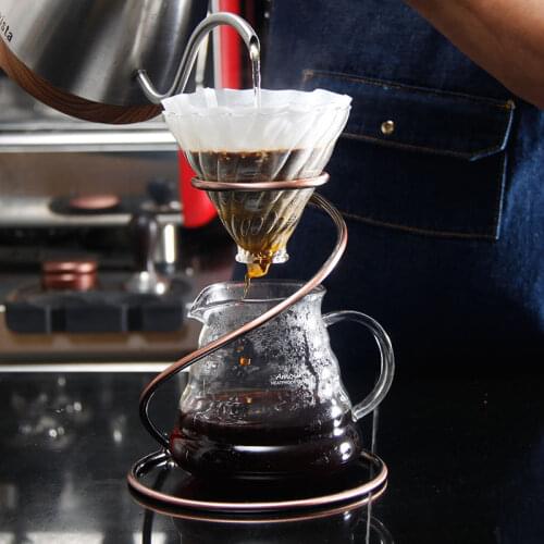 Coffee Dripper Stand Metal Spiral Filter Frame Holder Tea Pour Over Drip Cup Bracket Rack Home Bar Coffee Tool Filter Cup Holder