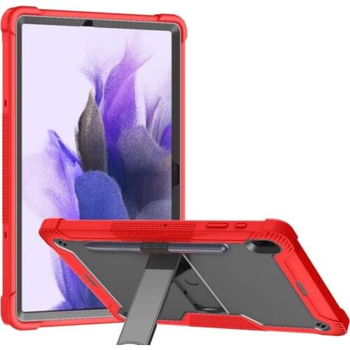 Cute Stand Case For Samsung Galaxy Tab S7 FE 12.4 inch SM-T730 T735 SM-T736B T736N Heavy Duty Armor Hard PC Soft Silicone Cover