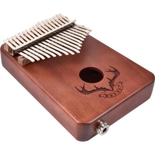 Muspor Kalimba 17 Keys Solid Mahogany EQ Thumb Finger Piano Built-in Pickup Christmas Gift (Reindeer Horn)