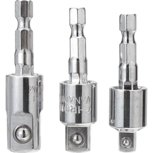 3pcs 1/2 3/8 1/4'' Hex Shank Drill Bit Driver Socket Bits Set Adapter Wrench Sleeve Extension Bar For Electric Screwdriver Bits