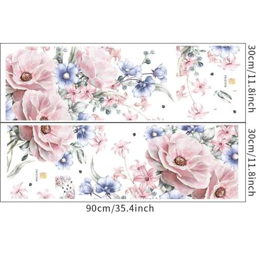 Rose Wall Sticker Waterproof 30*90cm Blue Pink Decal Decor Living Room