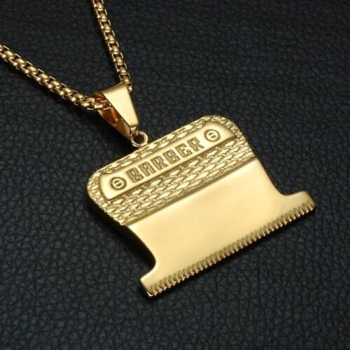 2020 New Stainless Steel Blade Pendant Necklace Mens Fashion Gold and Two-Color Necklace Accessories