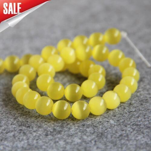 New For Necklace&Bracelet 10mm Yellow Glass Beads Mexican Cat Eye Beads Granular Hand Made Loose Beads 15inch DIY Jewelry Making