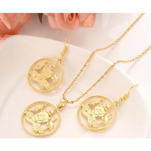 New arrival animal Vintage Kangaroo necklace earring Pendant Australia flag gold Jewelry sets Jewelry Gift For women girls