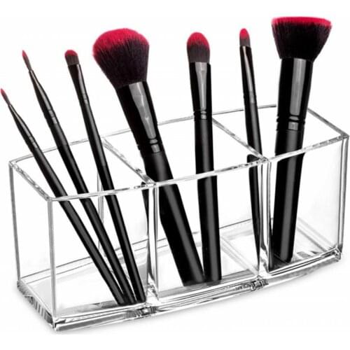 Eyeliners Display Holder Clear with 3 Slots Acrylic Makeup Brush Holder for Women Cosmetic Non-folding Rack Organizer