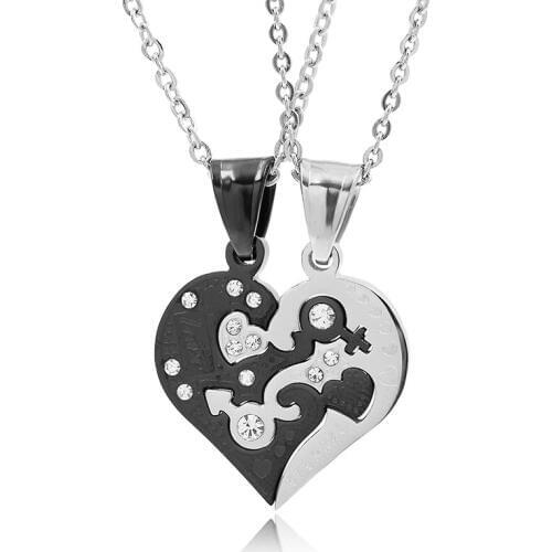 CHIMDOU Couples Jewelry Heart Necklaces Charm Men Women Couple Necklace Stainless Steel LOVE ETERNAL Pendants Necklaces