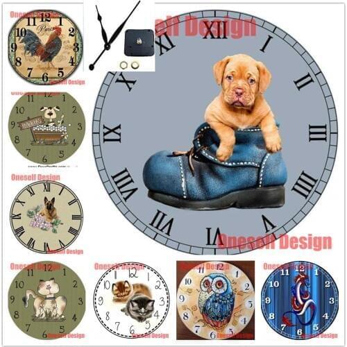 Popular Dog wall sticker 5d diamond mosaic sale with clock animal 5d diamond embroidery full set with clock cat Christmas gift