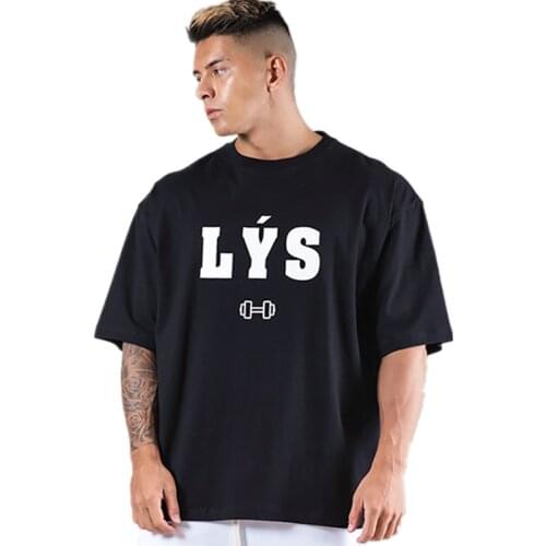 2021 Casual Cotton Print Tshirt Men Apparel Gyms Fitness Short sleeve shirt Male Bodybuilding Workout Tees Tops Summer Clothes
