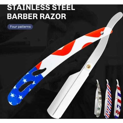 Professional Salon Men Stainless Steel Folding Manual Razor Barber Hair Cut Razor Change Blade Straight Razor Tool